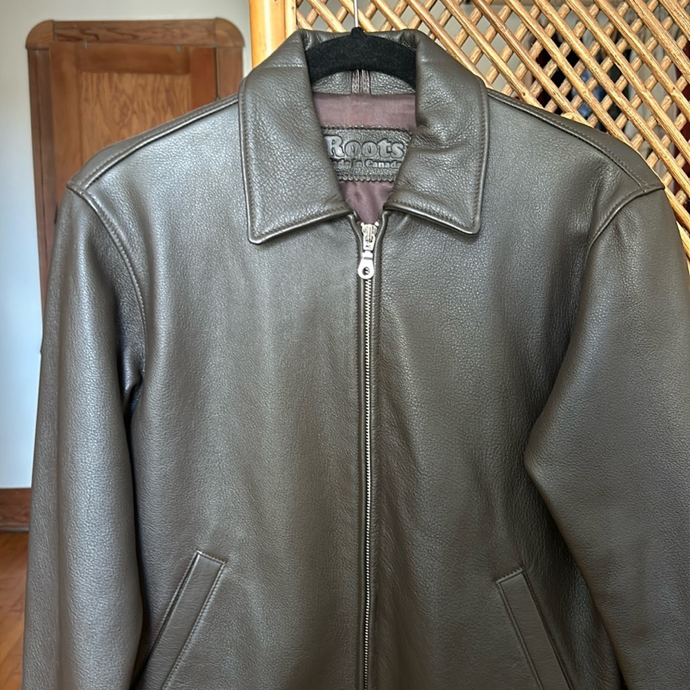Dark brown Roots vintage leather jacket